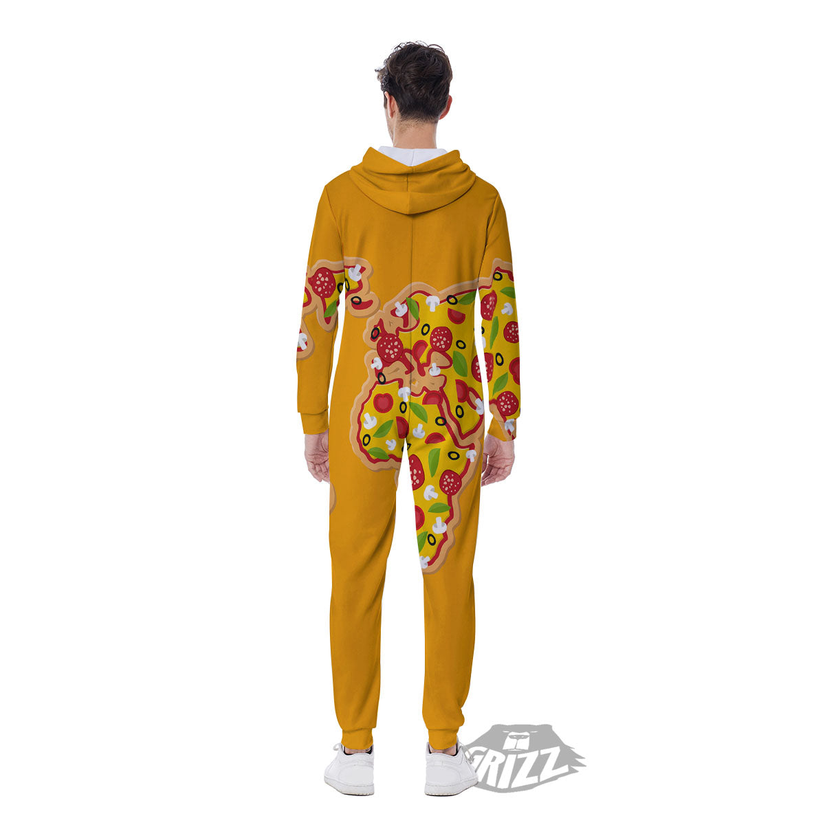 World Map Pizza Print Men's Jumpsuit-grizzshop