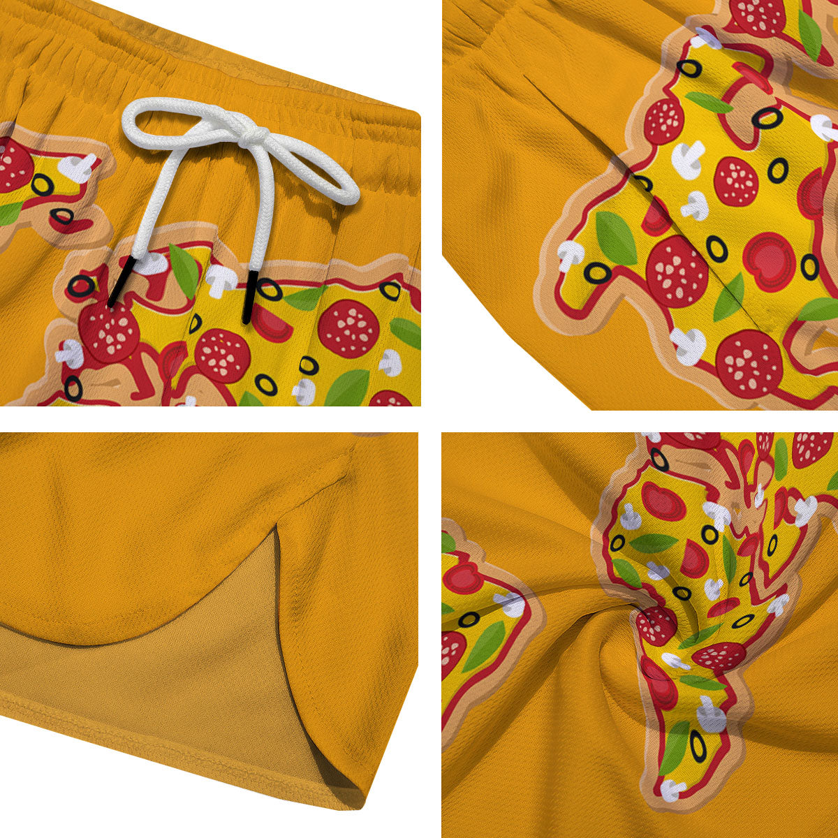 World Map Pizza Print Men's Running Shorts-grizzshop