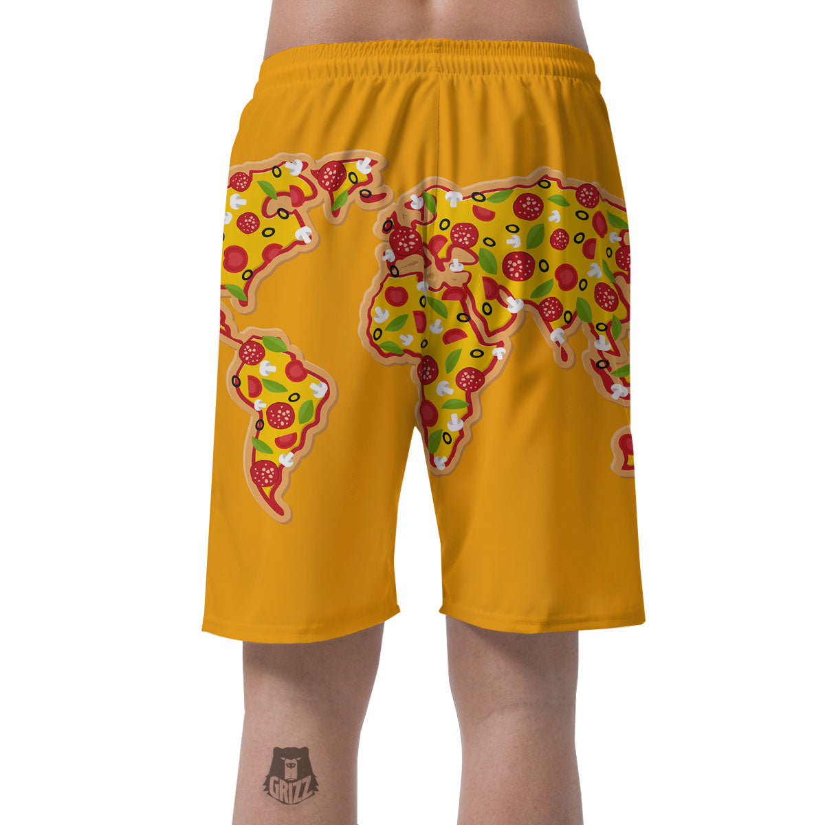 World Map Pizza Print Men's Shorts-grizzshop