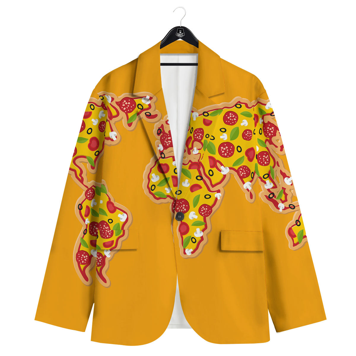 World Map Pizza Print Men's Sport Coat-grizzshop