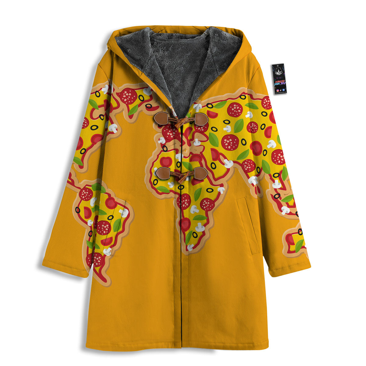 World Map Pizza Print Men's Windbreaker Jacket-grizzshop