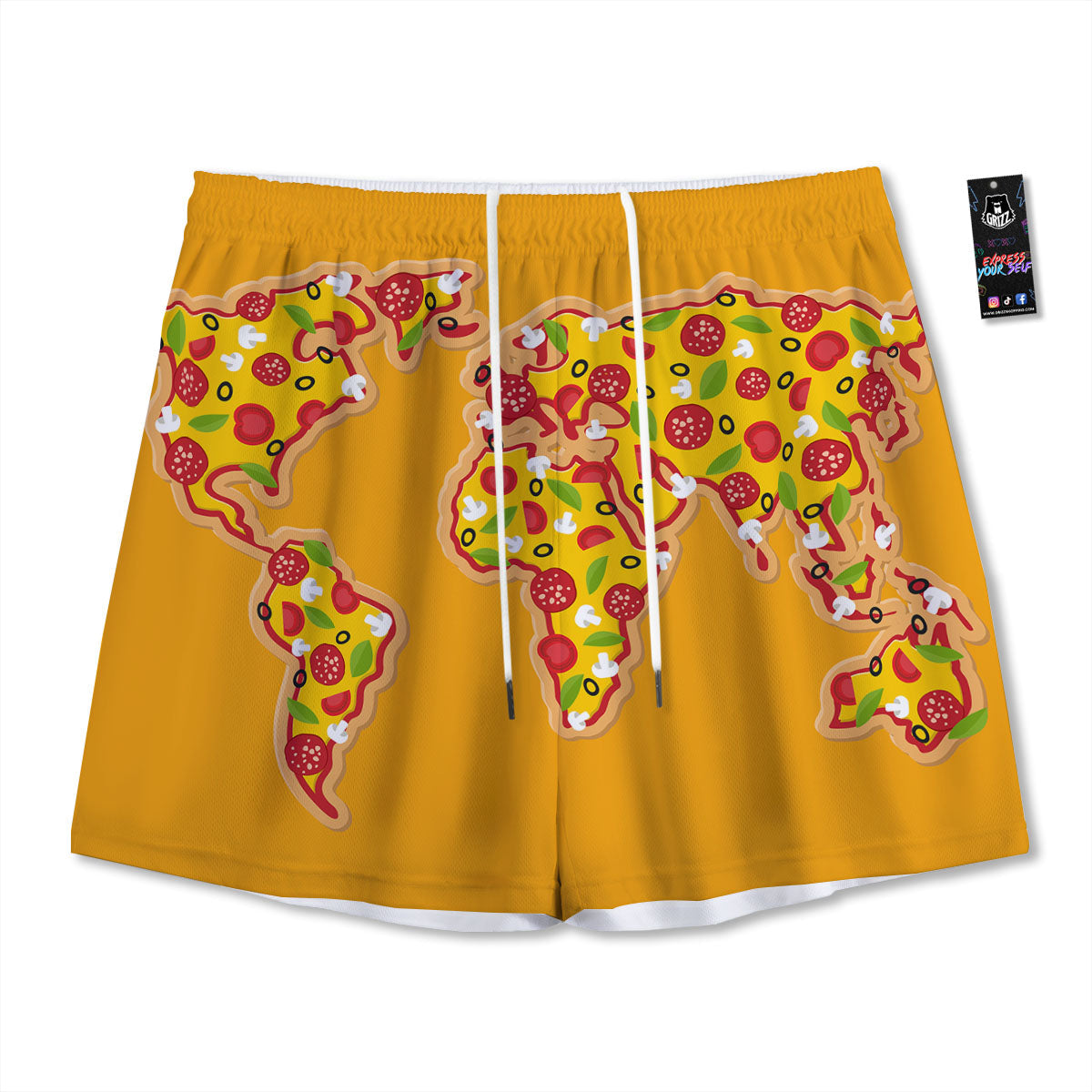 Yolk Egg Print Pattern Mesh Shorts