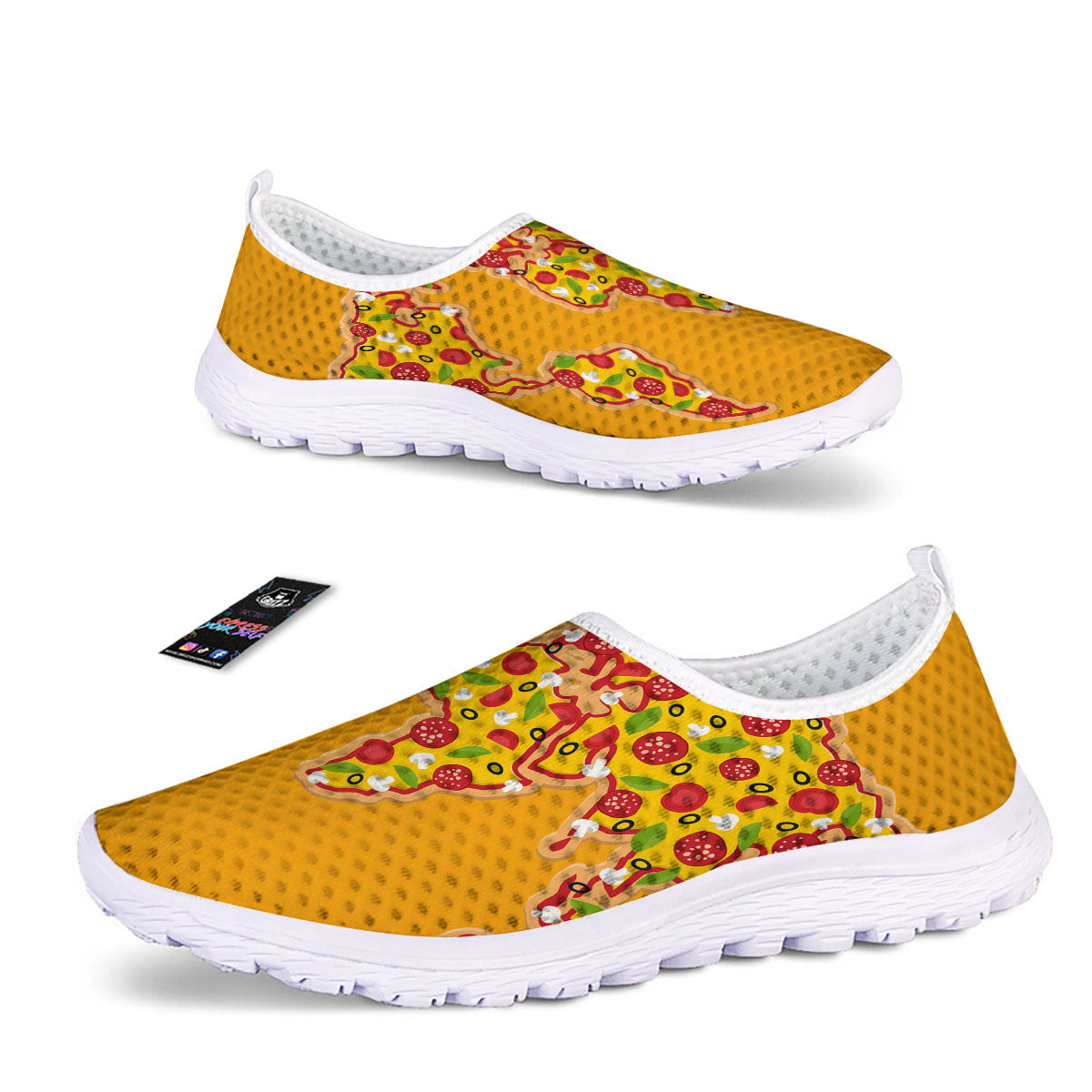 World Map Pizza Print Nurse Shoes-grizzshop