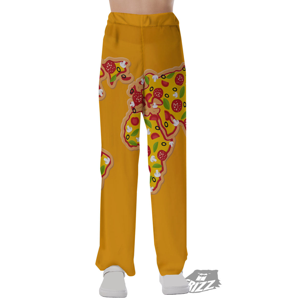 World Map Pizza Print Pajama Pants-grizzshop