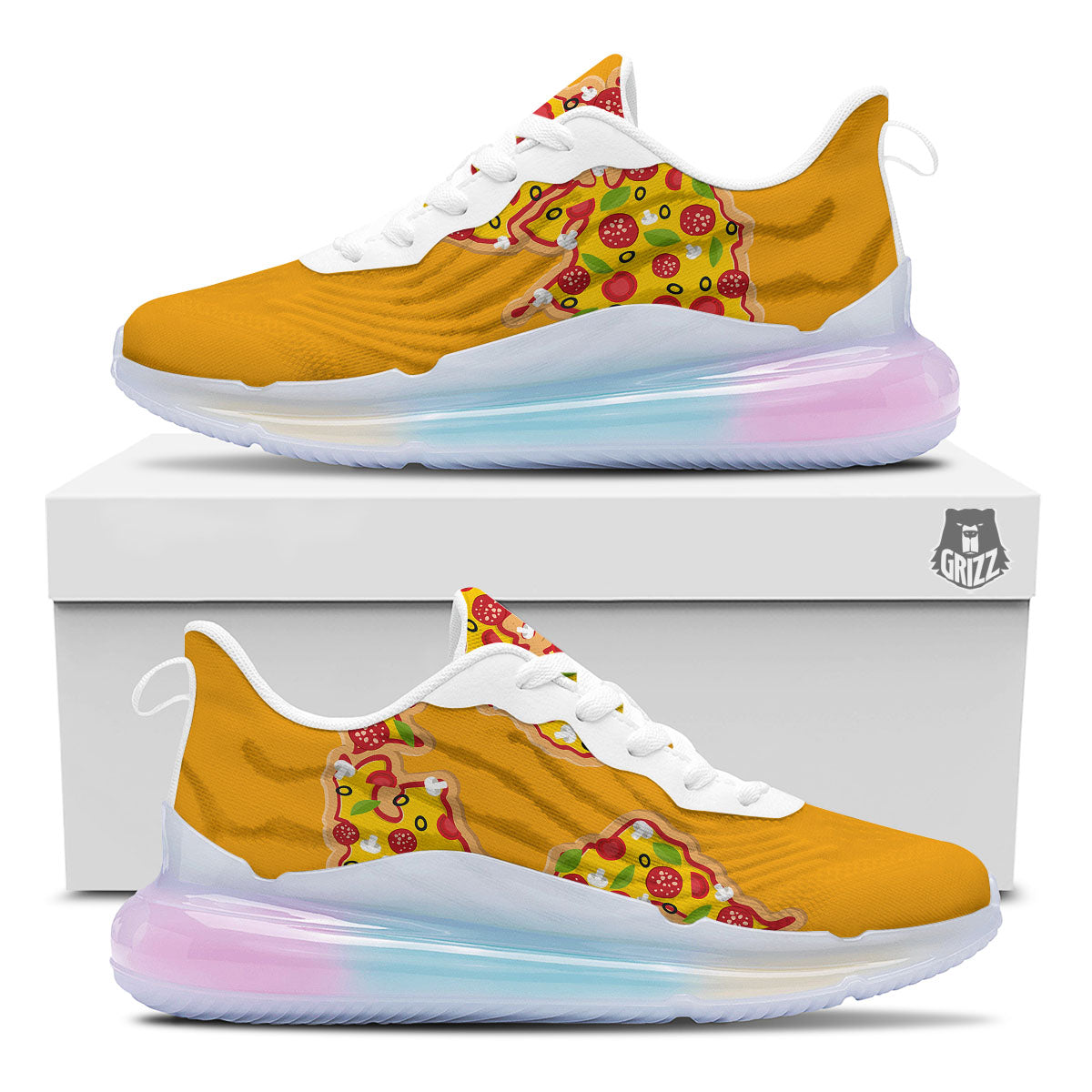 World Map Pizza Print Running Sneakers-grizzshop
