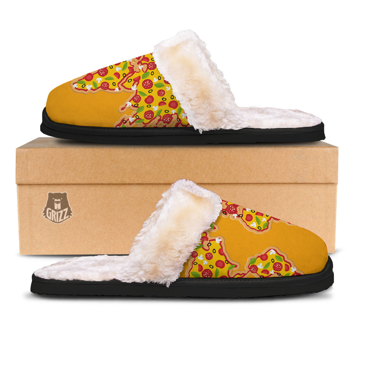 World Map Pizza Print Slippers-grizzshop