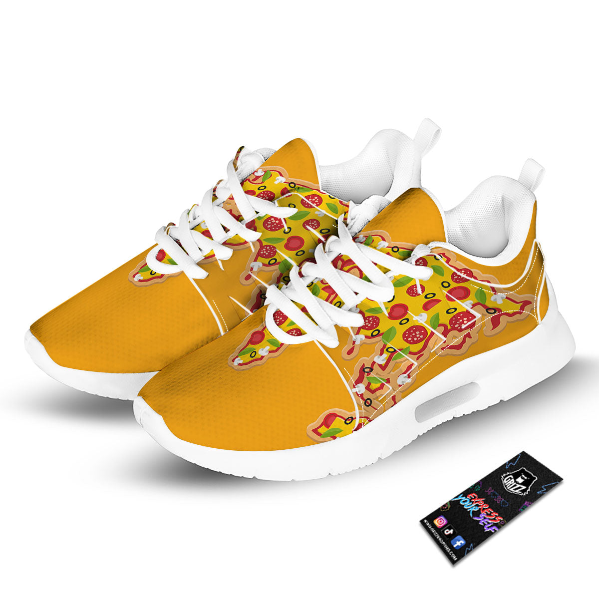 World Map Pizza Print Tennis Shoes-grizzshop