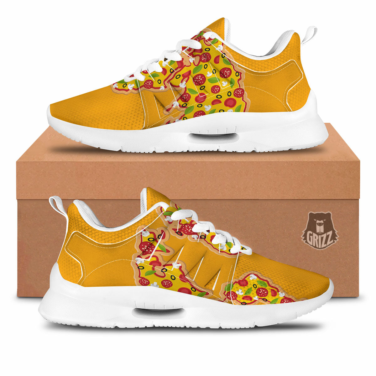 World Map Pizza Print Tennis Shoes-grizzshop