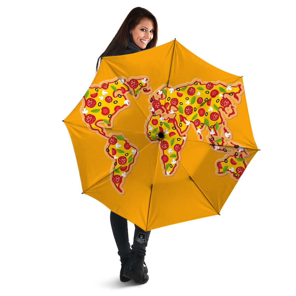 World Map Pizza Print Umbrella-grizzshop