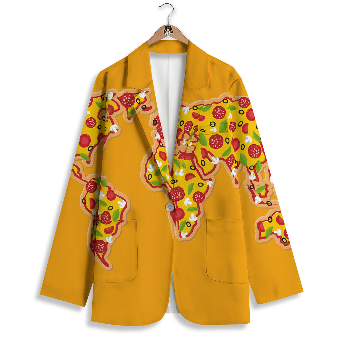 World Map Pizza Print Women's Blazer-grizzshop