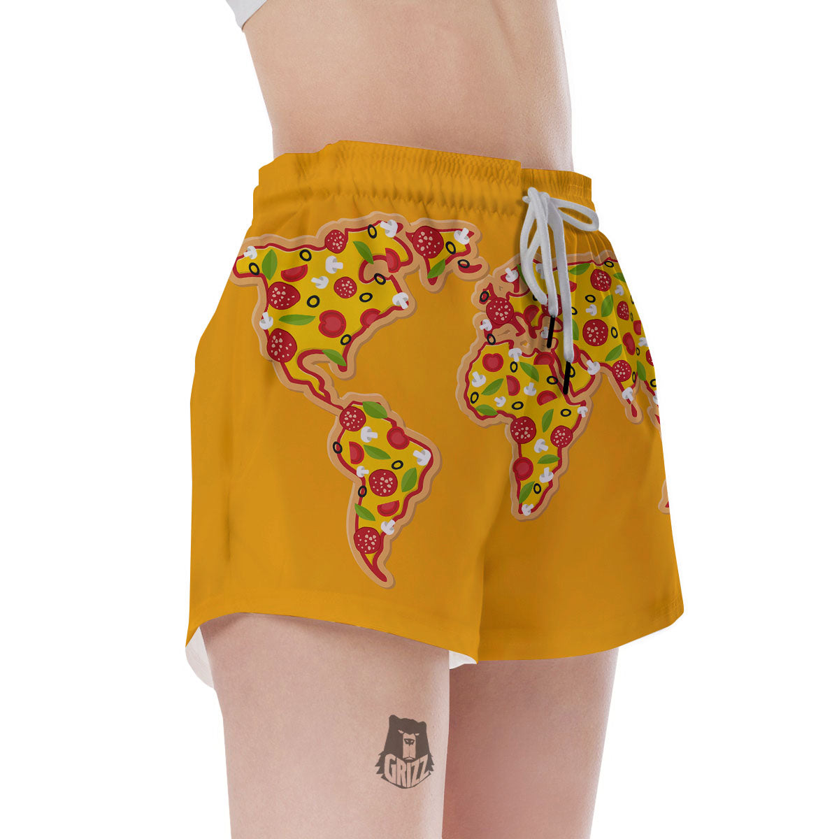 World Map Pizza Print Women's Shorts-grizzshop