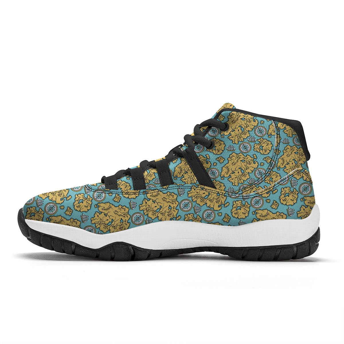 World Map Print Pattern Black Bball Shoes-grizzshop
