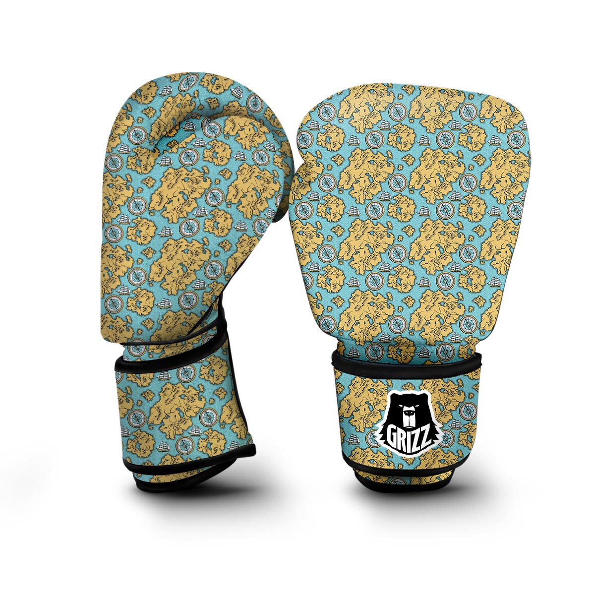 World Map Print Pattern Boxing Gloves-grizzshop