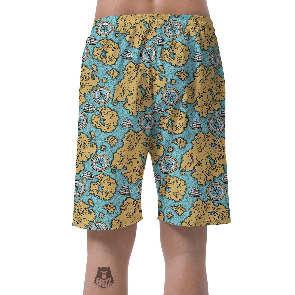 World Map Print Pattern Men's Shorts-grizzshop