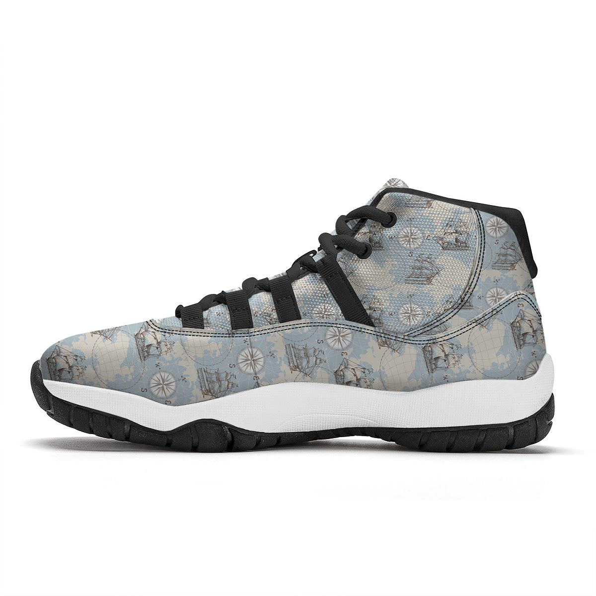 World Print Map Pattern Black Bball Shoes-grizzshop