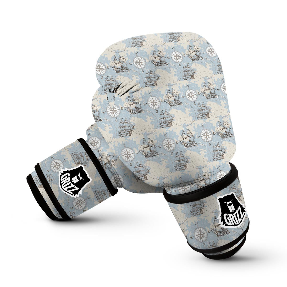 World Print Map Pattern Boxing Gloves-grizzshop