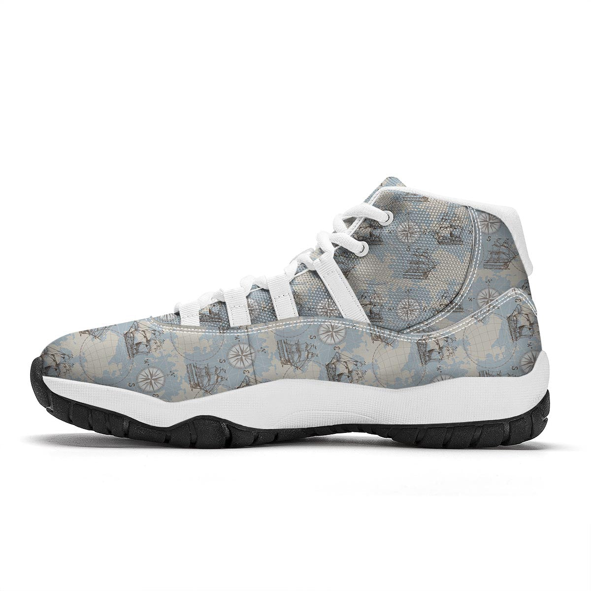 World Print Map Pattern White Bball Shoes-grizzshop
