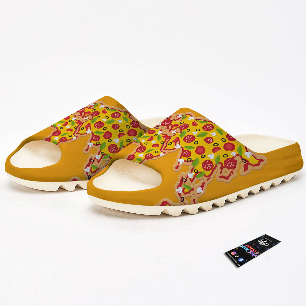 World Map Pizza Print Sandals-grizzshop