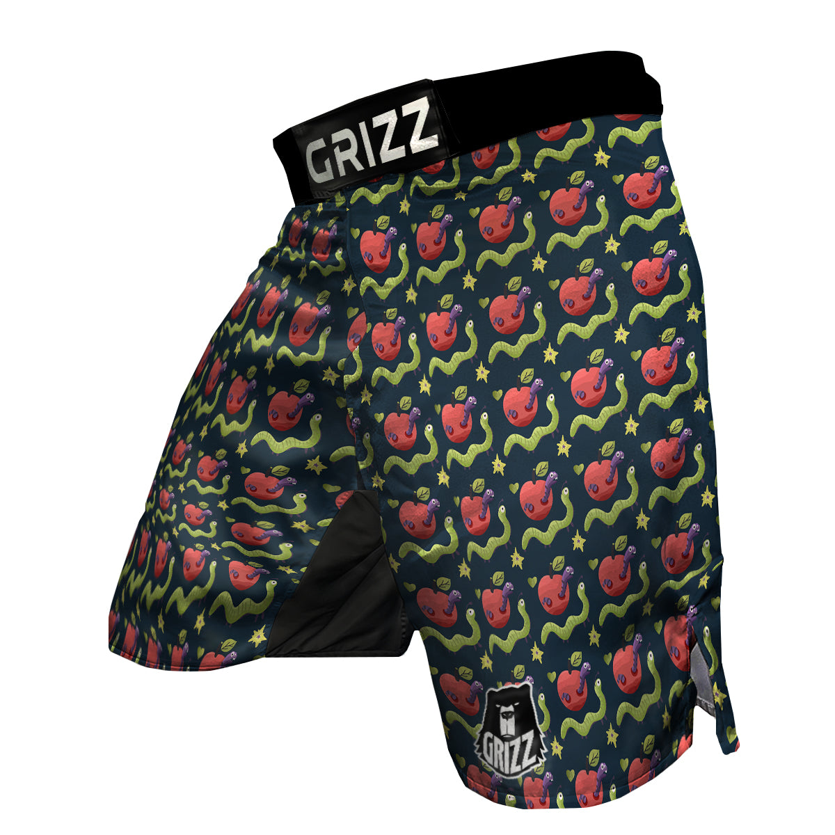Worm And Apple Print Pattern MMA Shorts-grizzshop