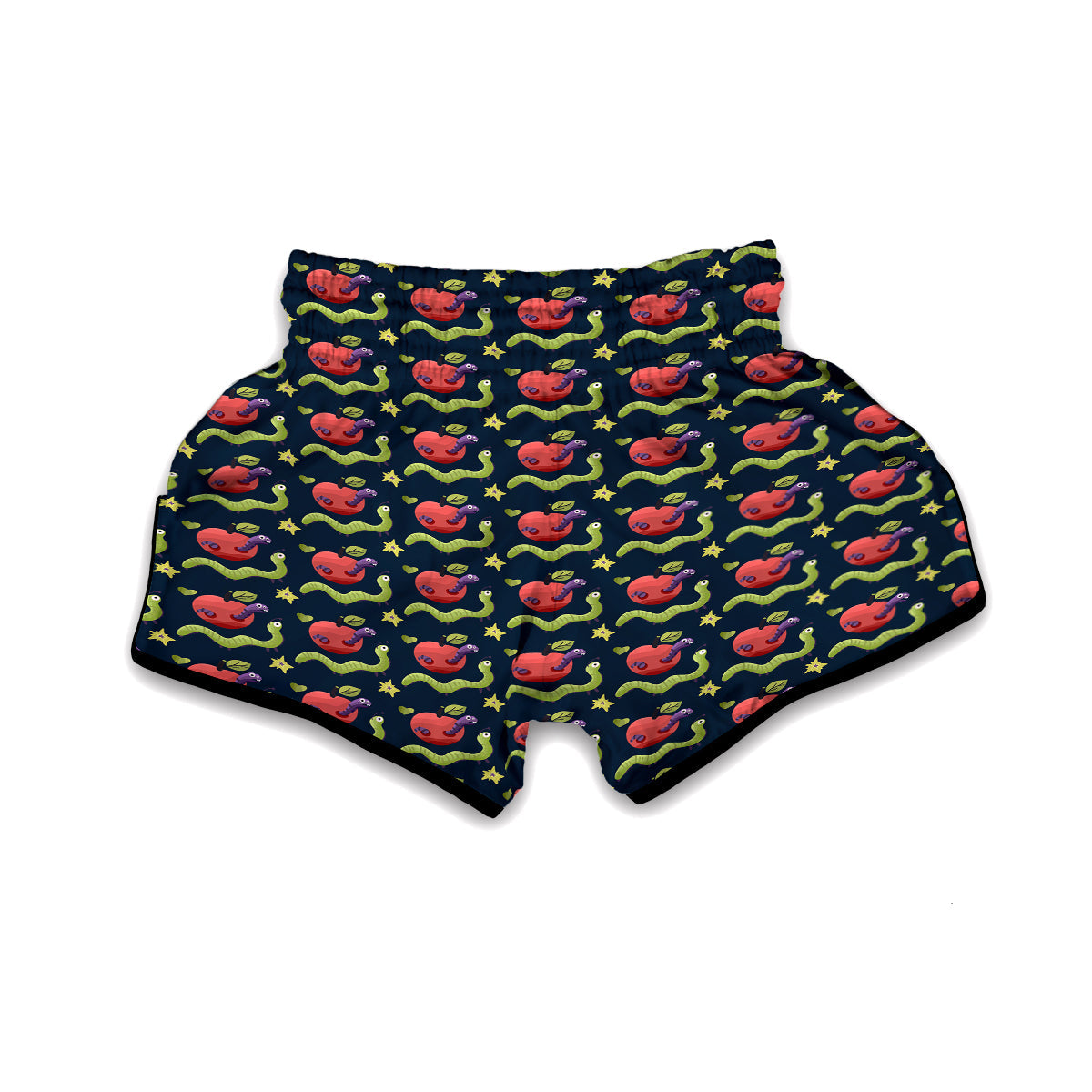 Worm And Apple Print Pattern Muay Thai Boxing Shorts-grizzshop