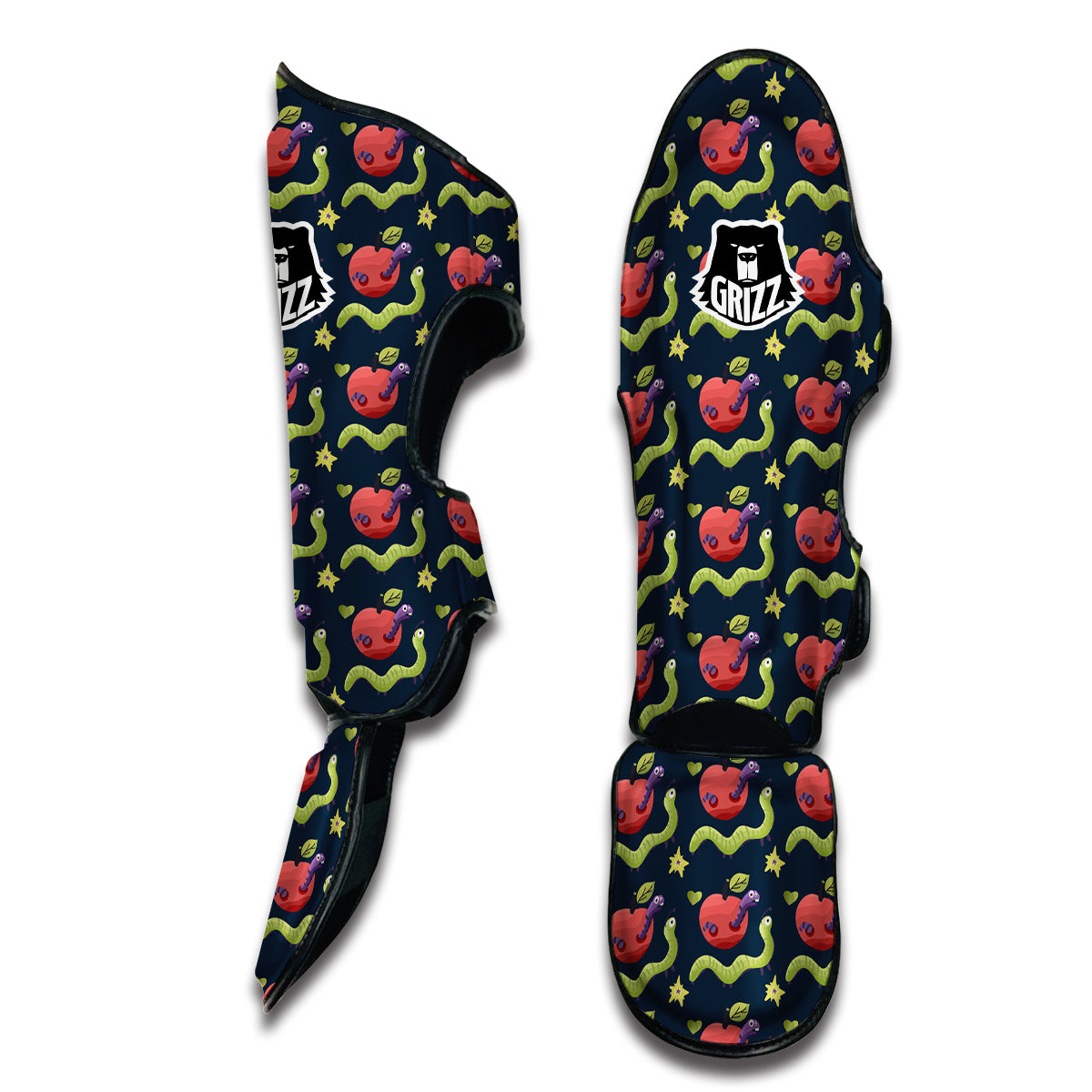 Worm And Apple Print Pattern Muay Thai Shin Guards-grizzshop