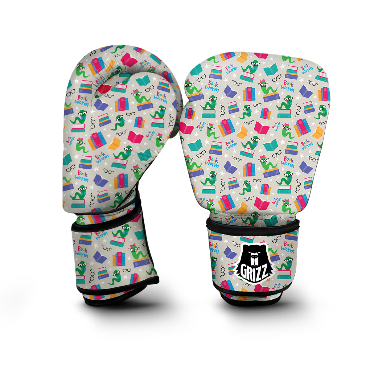 Worm And Colorful Books Print Pattern Boxing Gloves-grizzshop