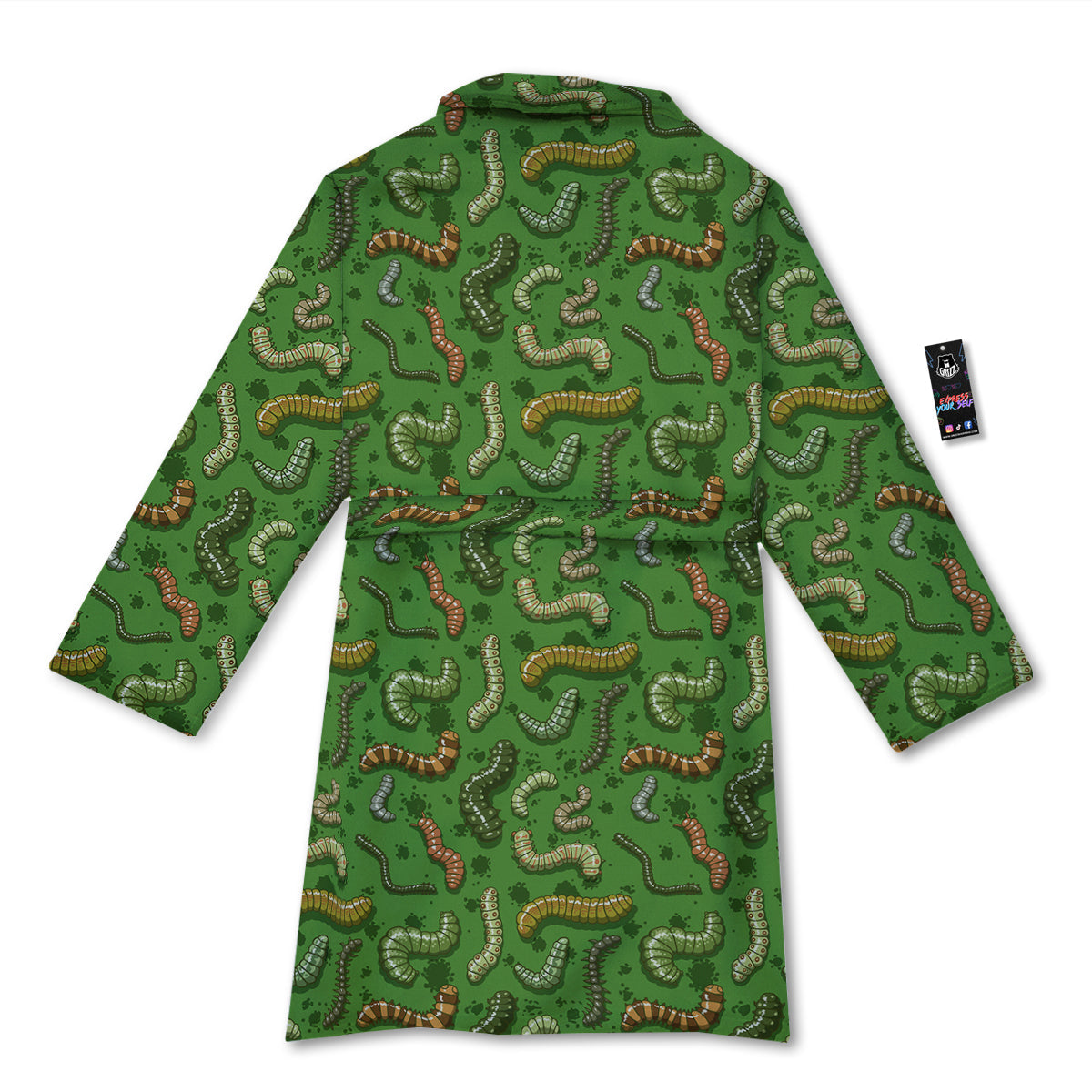 Worm Insect Green Print Pattern Bathrobe-grizzshop