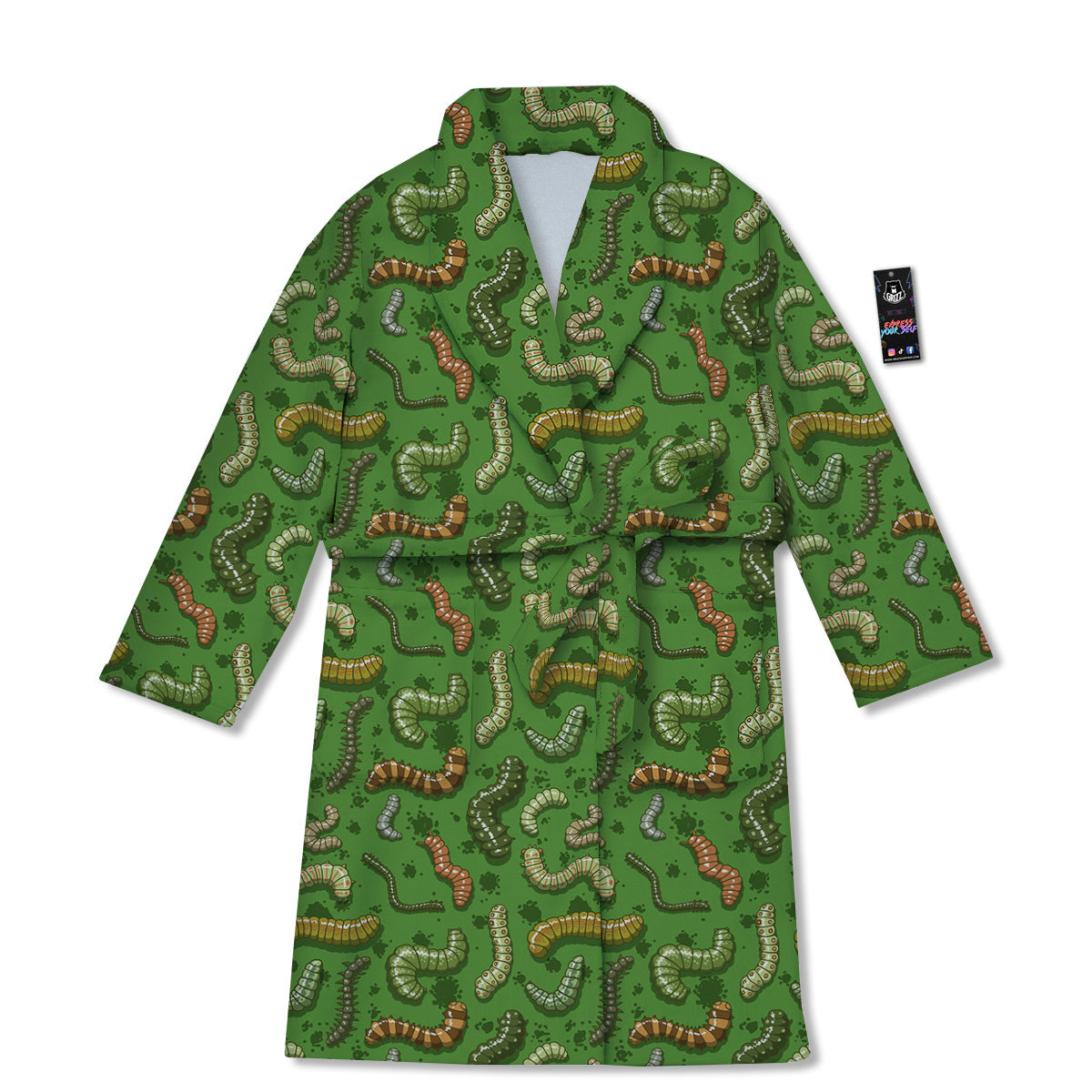 Worm Insect Green Print Pattern Bathrobe-grizzshop