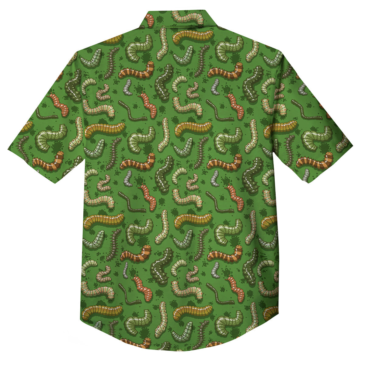 Worm Insect Green Print Pattern Button Up Shirt-grizzshop