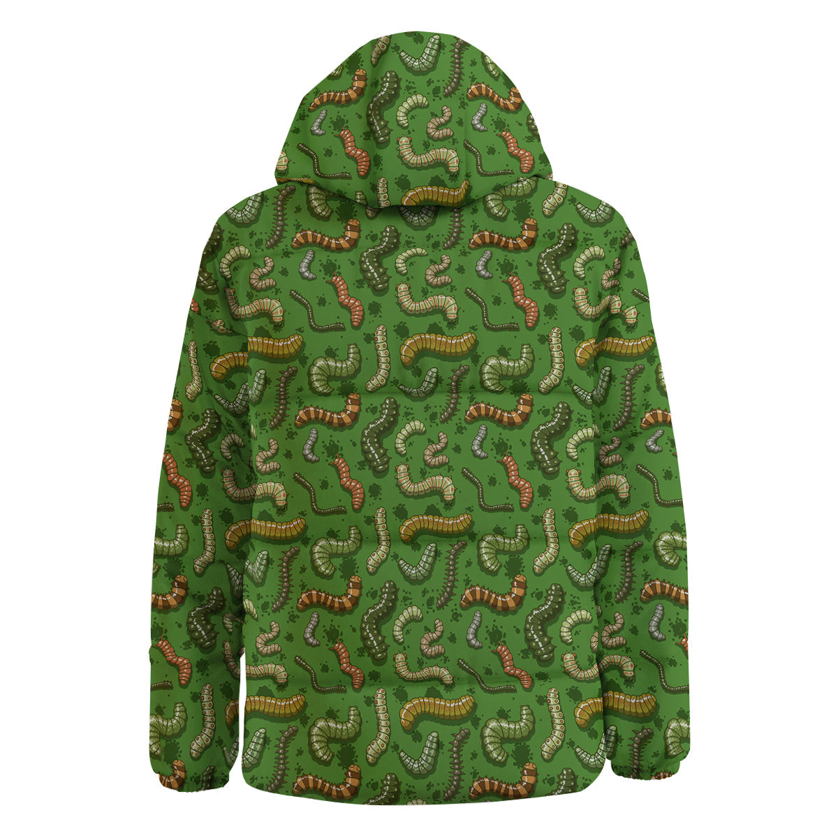 Worm Insect Green Print Pattern Down Jacket-grizzshop