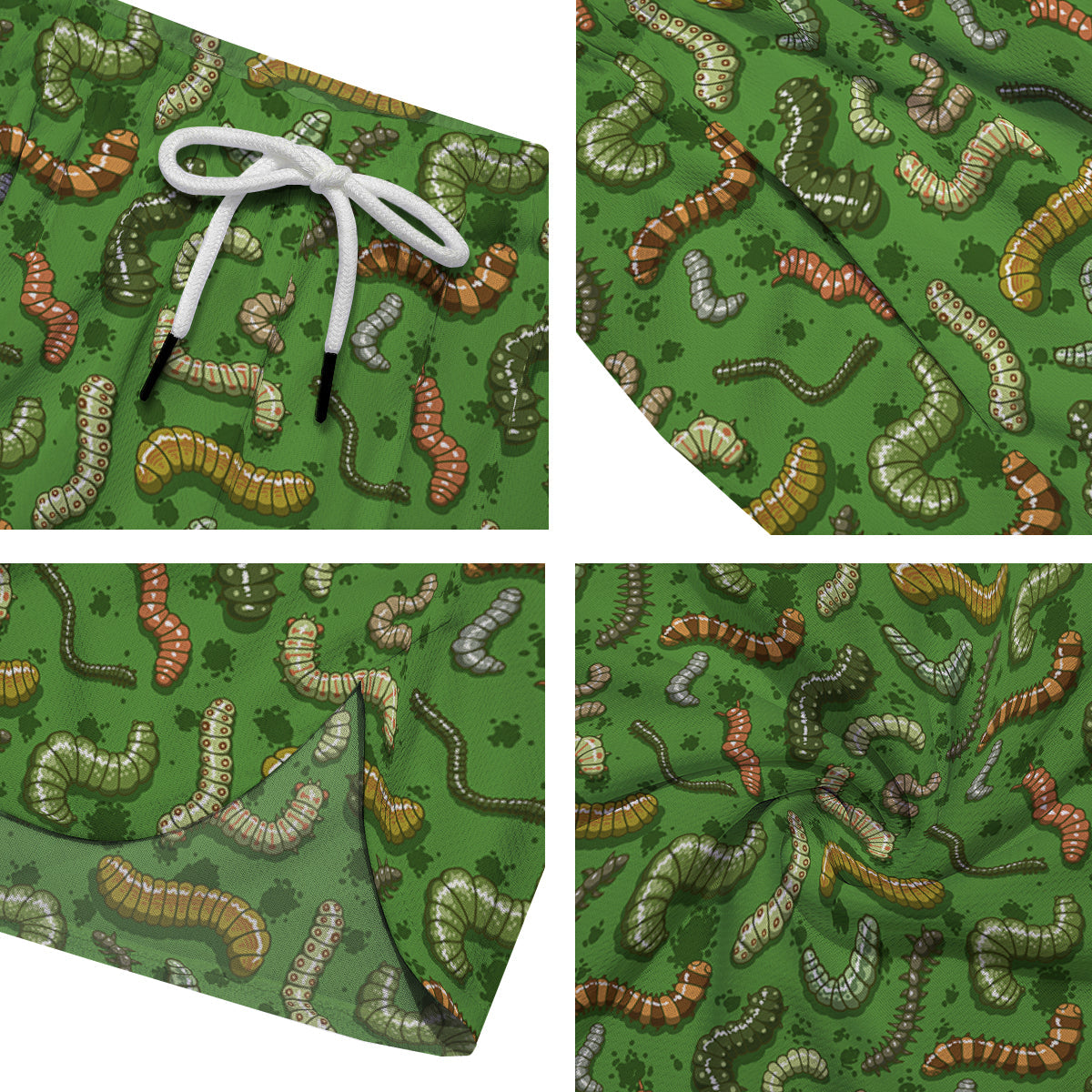 Worm Insect Green Print Pattern Men's Running Shorts-grizzshop