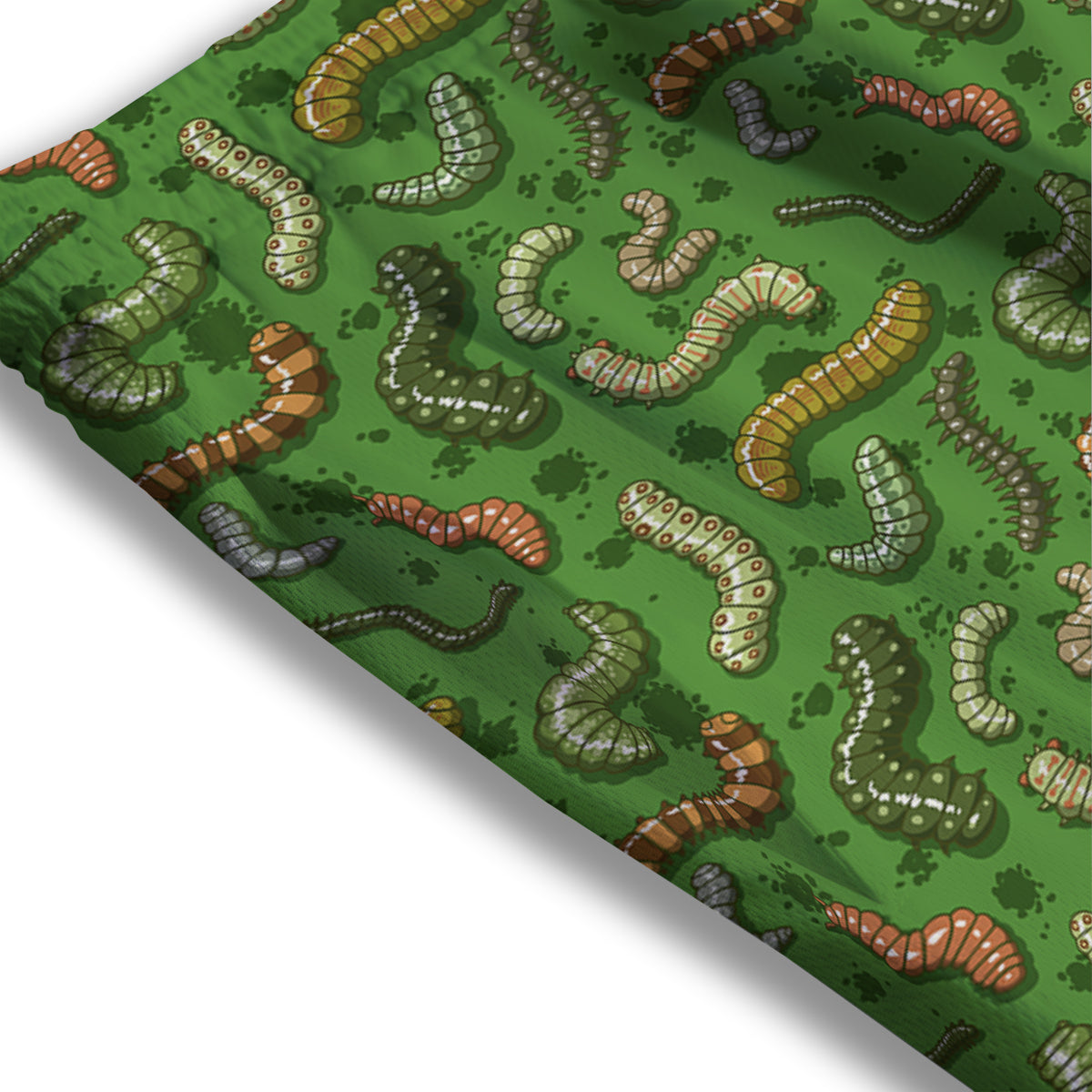 Worm Insect Green Print Pattern Mesh Shorts-grizzshop