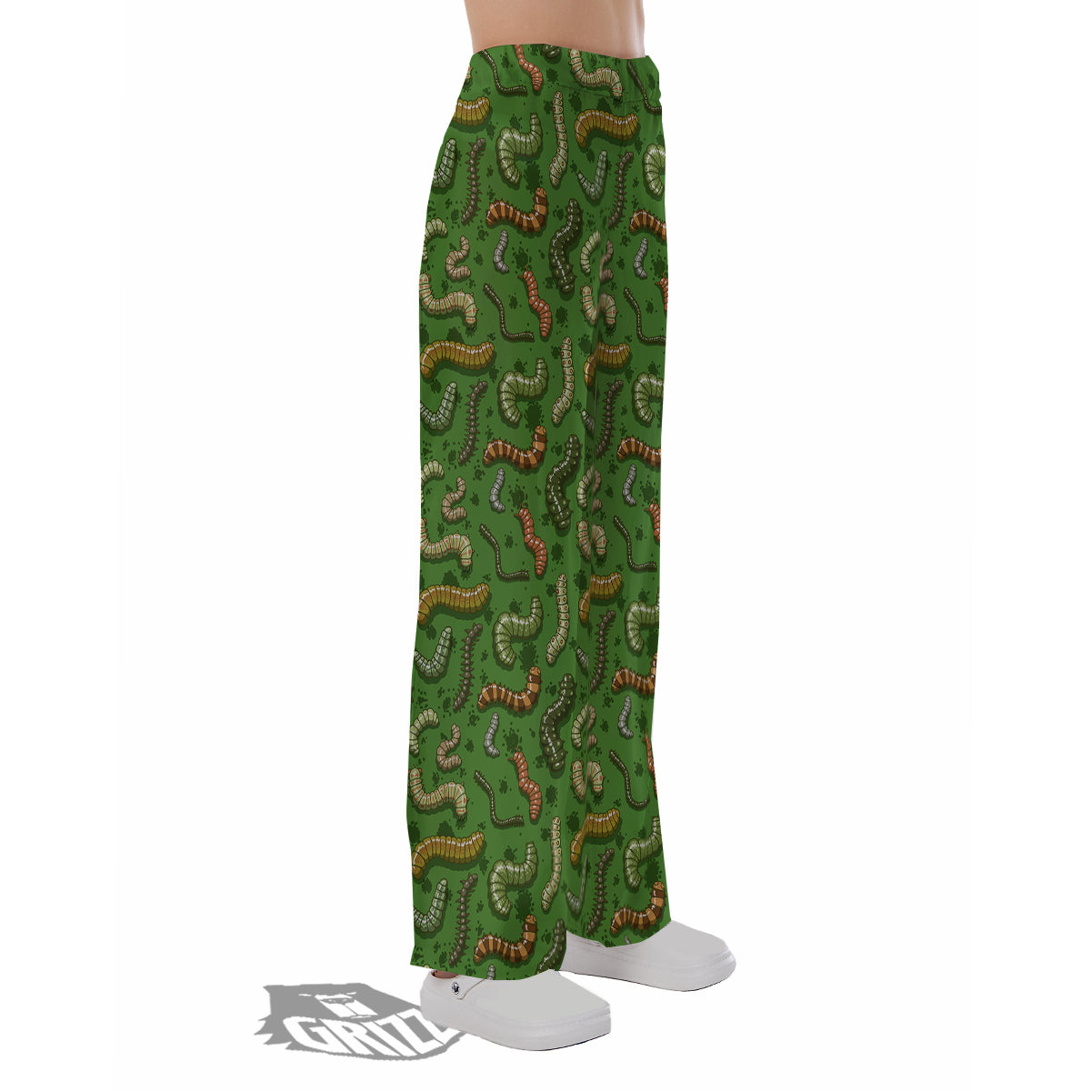 Worm Insect Green Print Pattern Pajama Pants-grizzshop