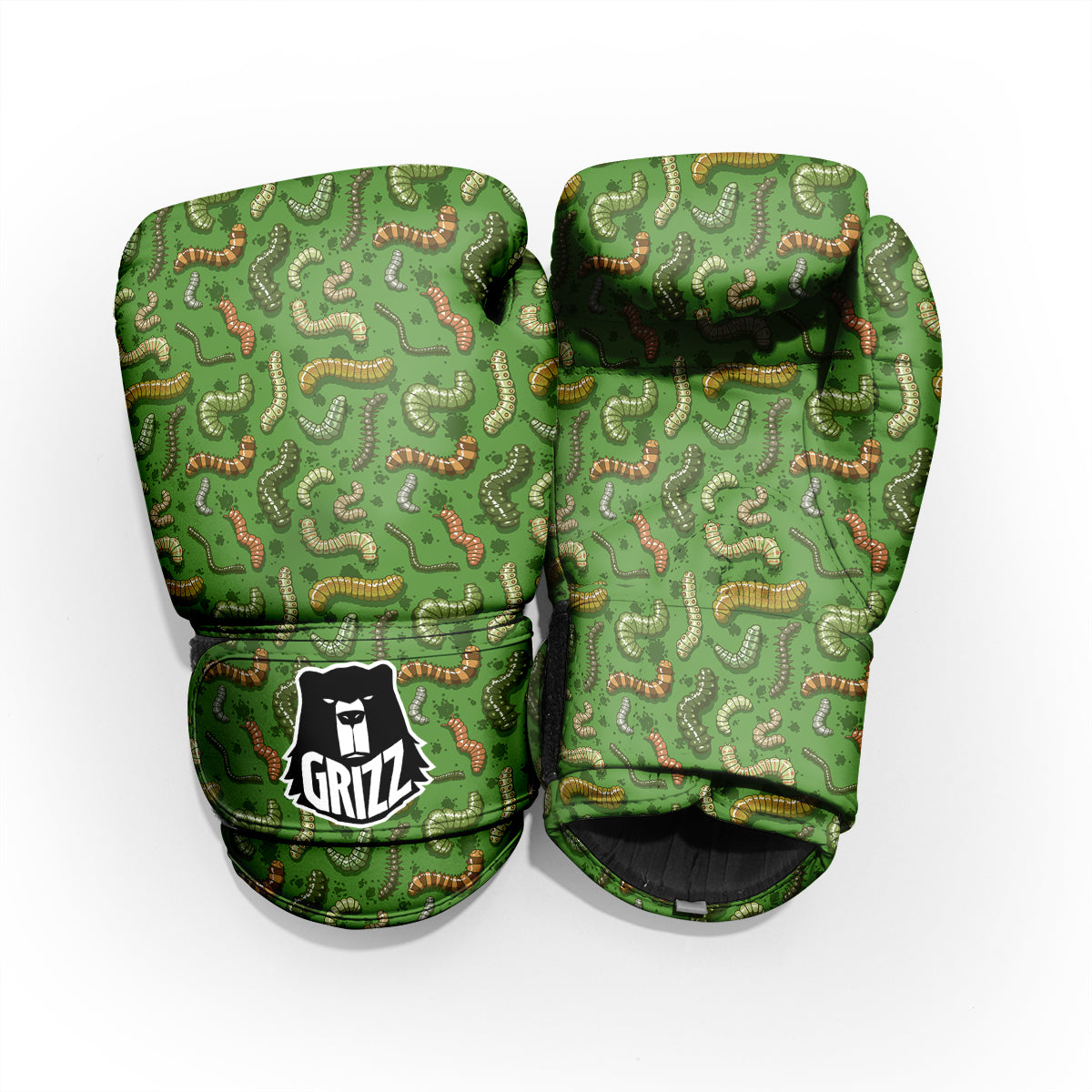 Worm Insect Green Print Pattern Sparring Gloves-grizzshop