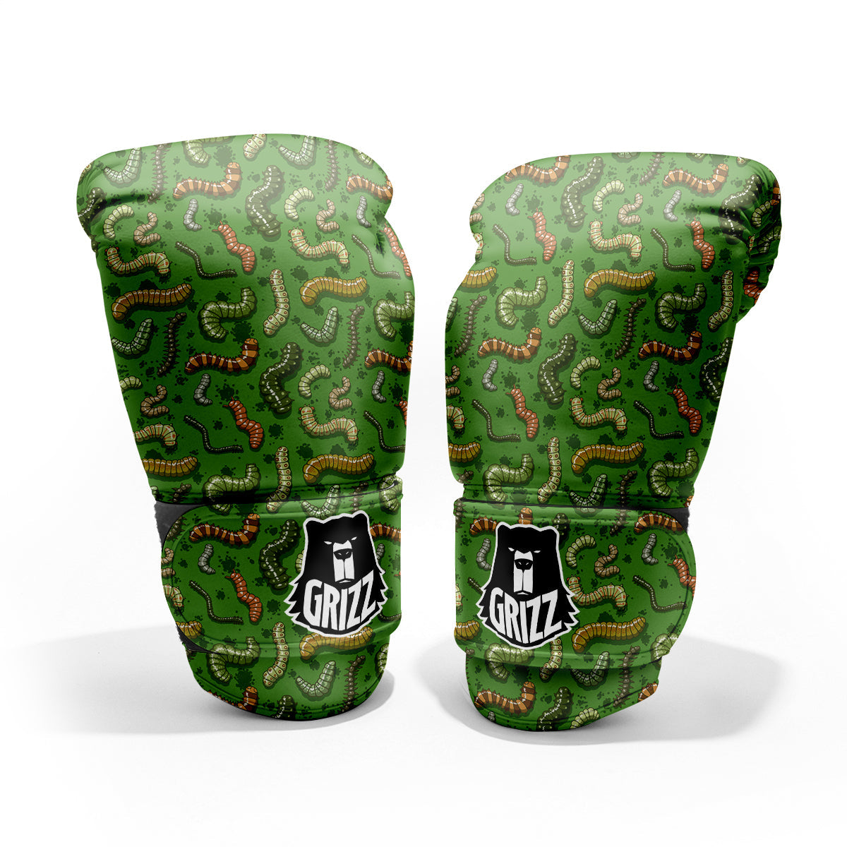 Worm Insect Green Print Pattern Sparring Gloves-grizzshop