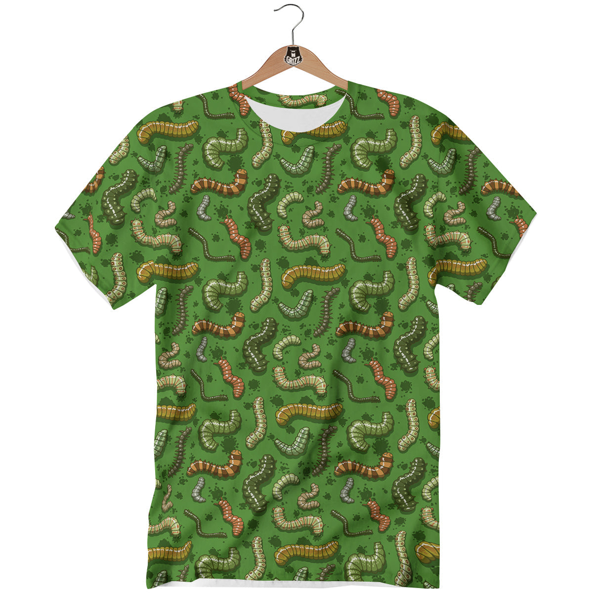 Worm Insect Green Print Pattern T-Shirt-grizzshop