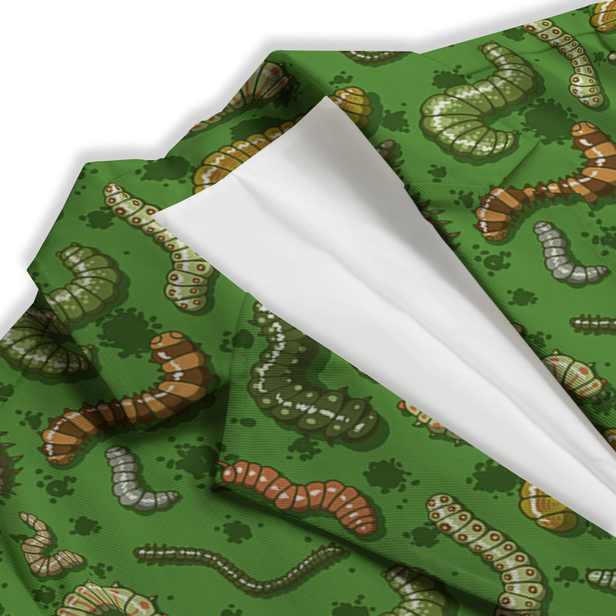 Worm Insect Green Print Pattern Women's Blazer-grizzshop