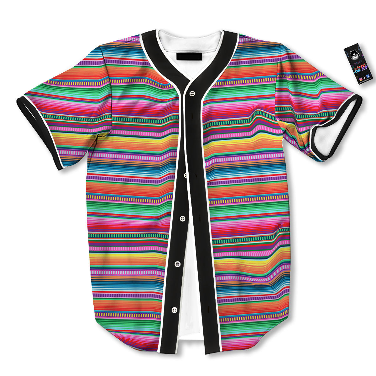 Woven Ethnic Mexican Print Pattern Baseball Jersey-grizzshop