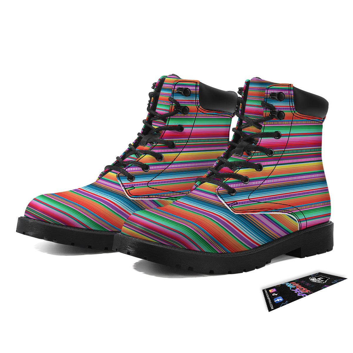 Woven Ethnic Mexican Print Pattern Boots-grizzshop