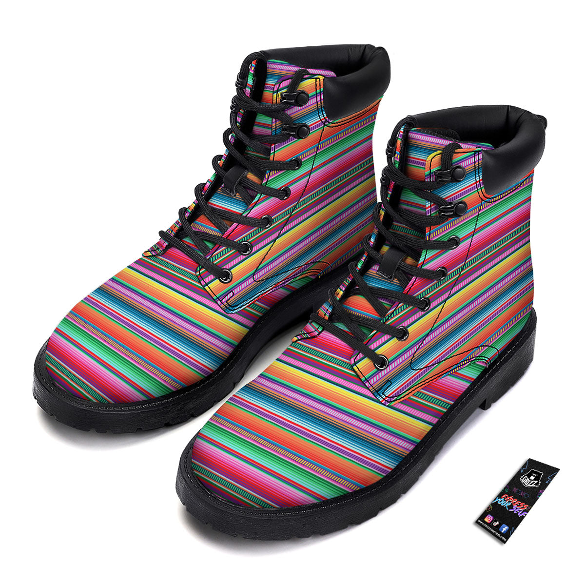 Woven Ethnic Mexican Print Pattern Boots-grizzshop