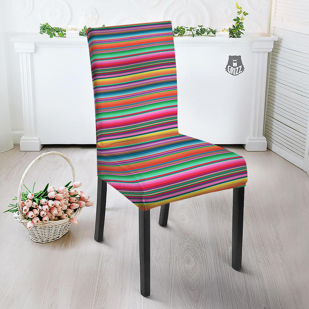 Woven Ethnic Mexican Print Pattern Dining Chair Slipcover-grizzshop