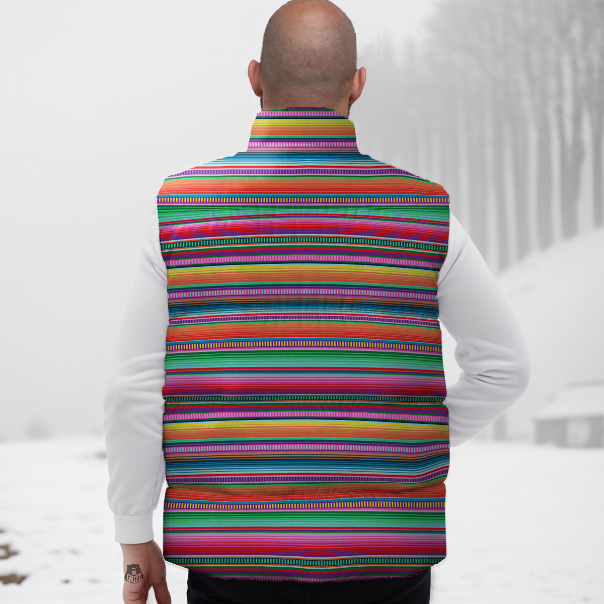 Woven Ethnic Mexican Print Pattern Down Vest