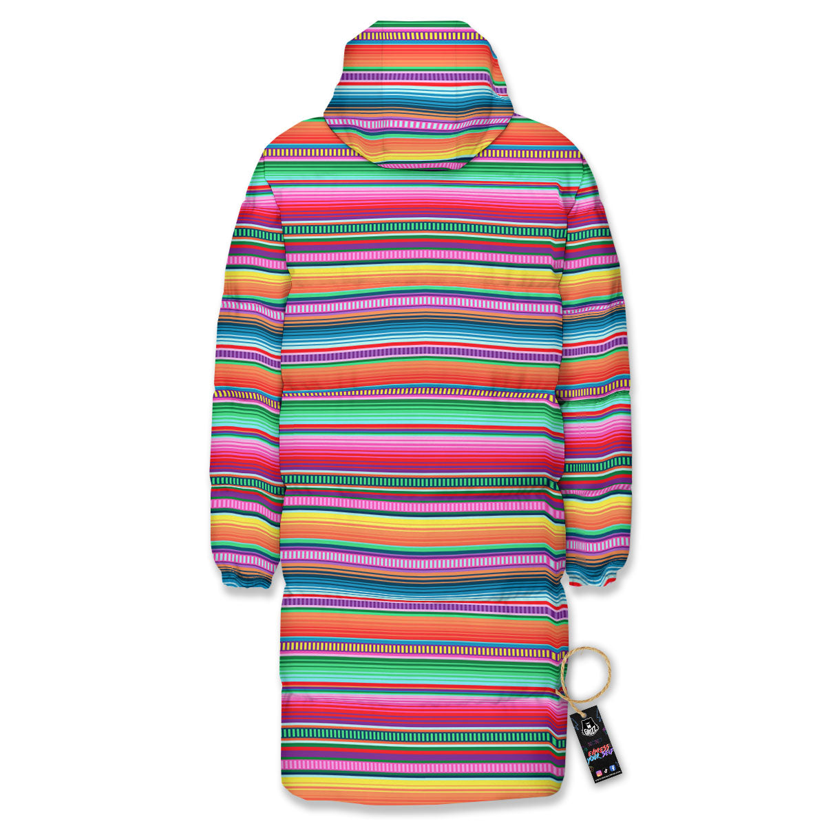 Woven Ethnic Mexican Print Pattern Long Down Jacket-grizzshop