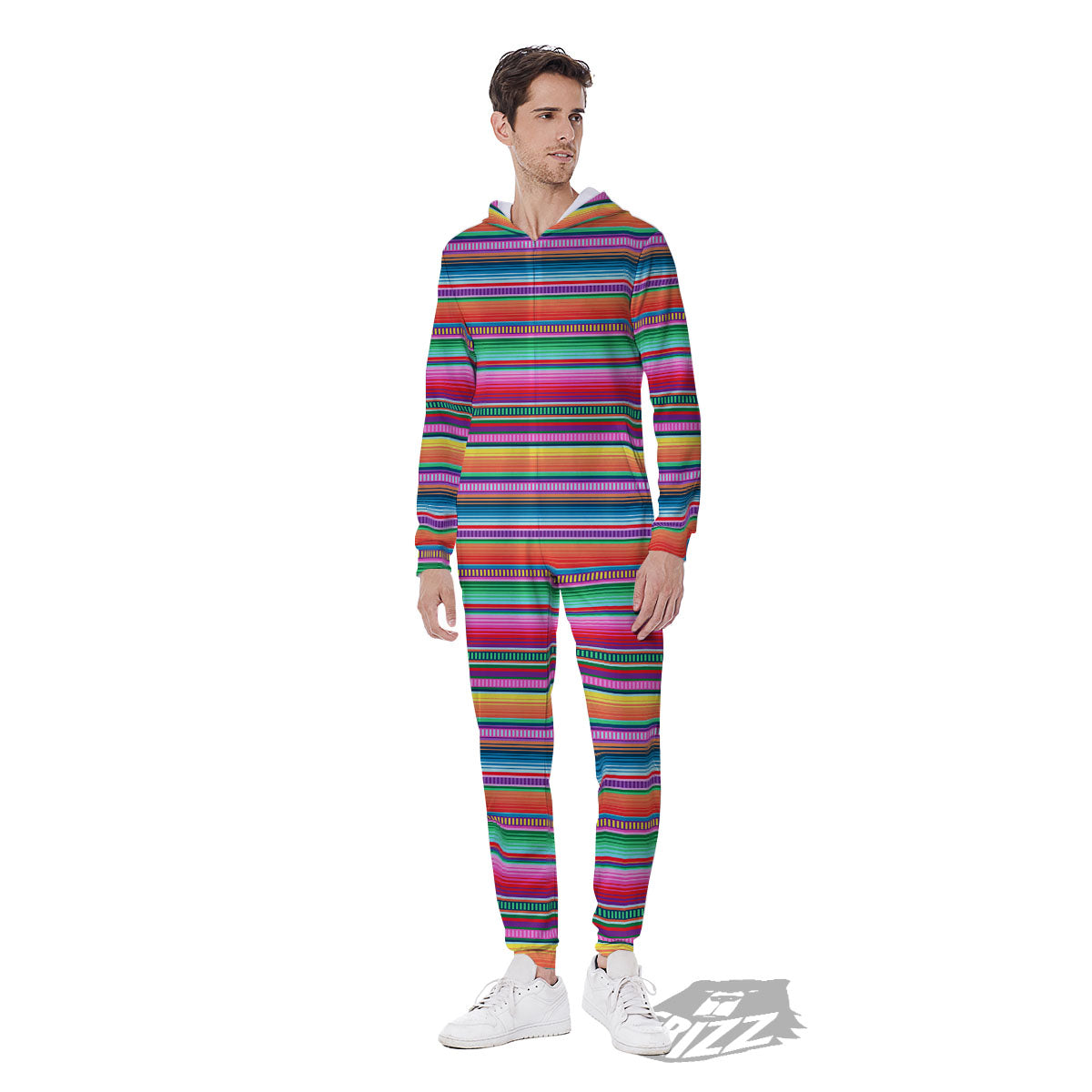 Woven Ethnic Mexican Print Pattern Men's Jumpsuit-grizzshop
