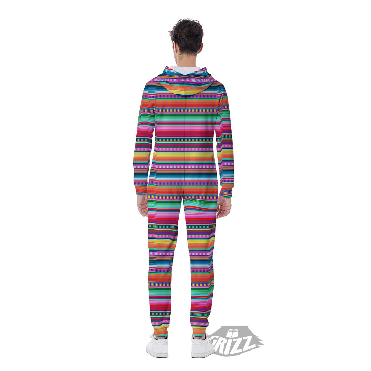 Woven Ethnic Mexican Print Pattern Men's Jumpsuit-grizzshop