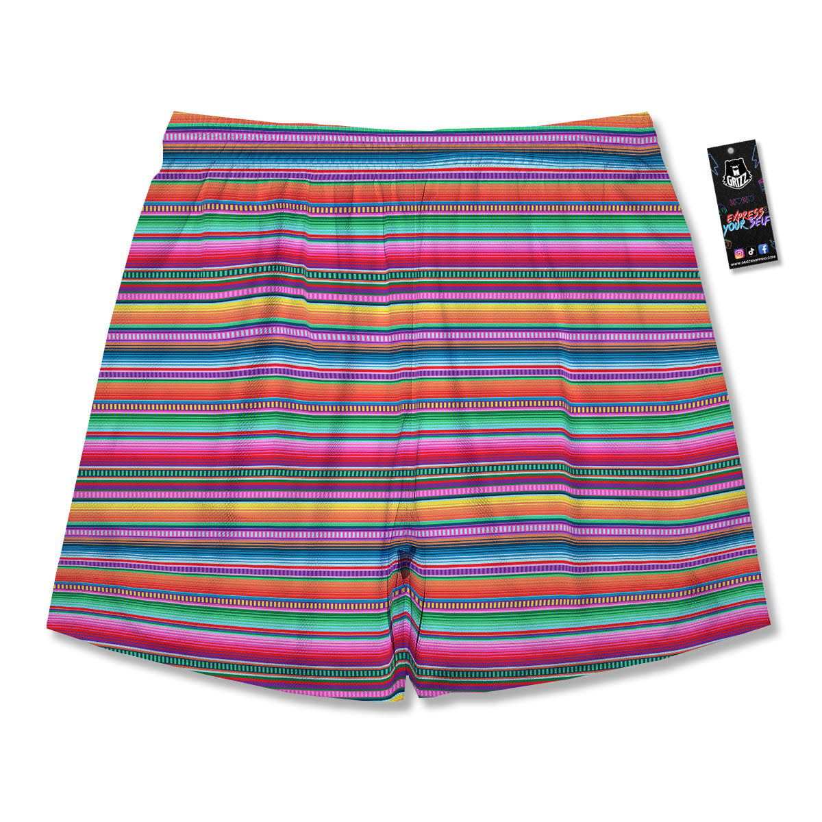 Woven Ethnic Mexican Print Pattern Men's Running Shorts-grizzshop