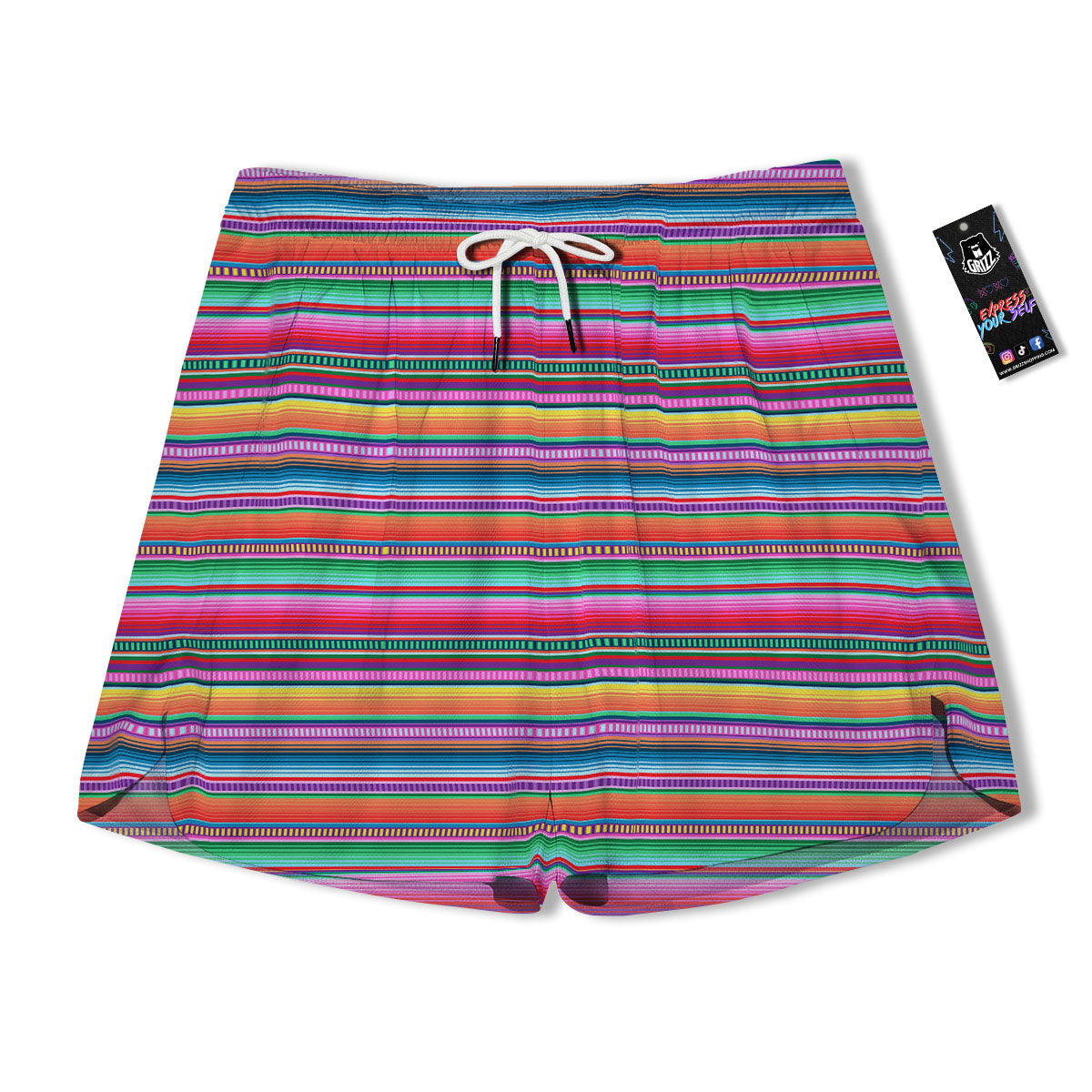 Woven Ethnic Mexican Print Pattern Men's Running Shorts-grizzshop