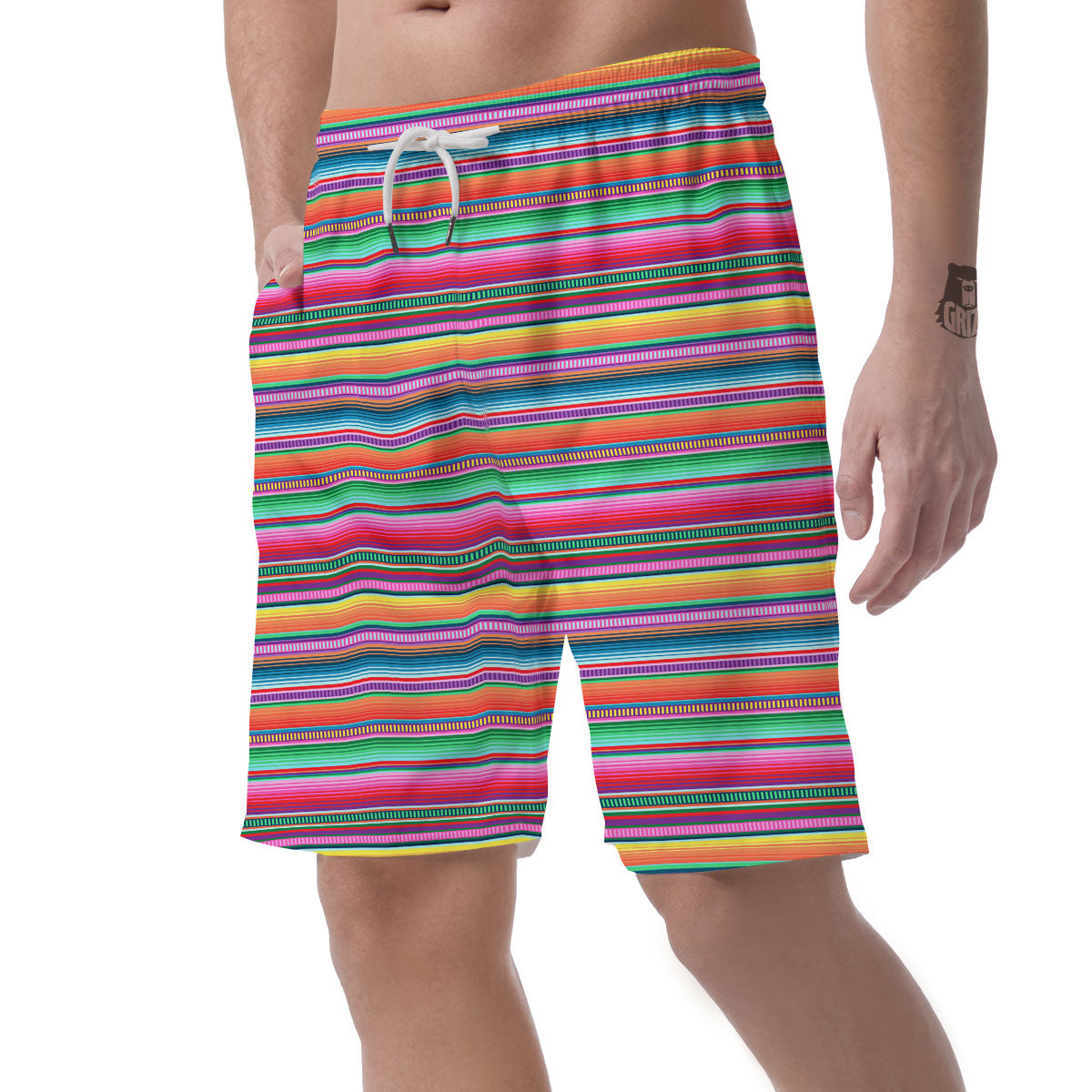 Woven Ethnic Mexican Print Pattern Men's Shorts-grizzshop