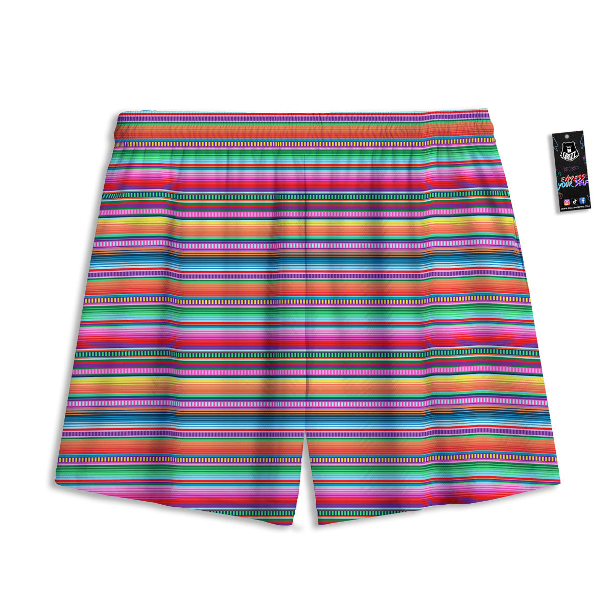 Woven Ethnic Mexican Print Pattern Mesh Shorts
