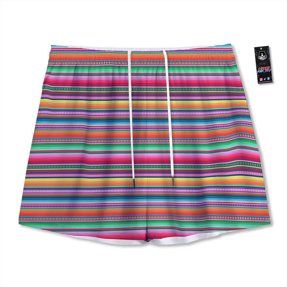 Woven Ethnic Mexican Print Pattern Mesh Shorts